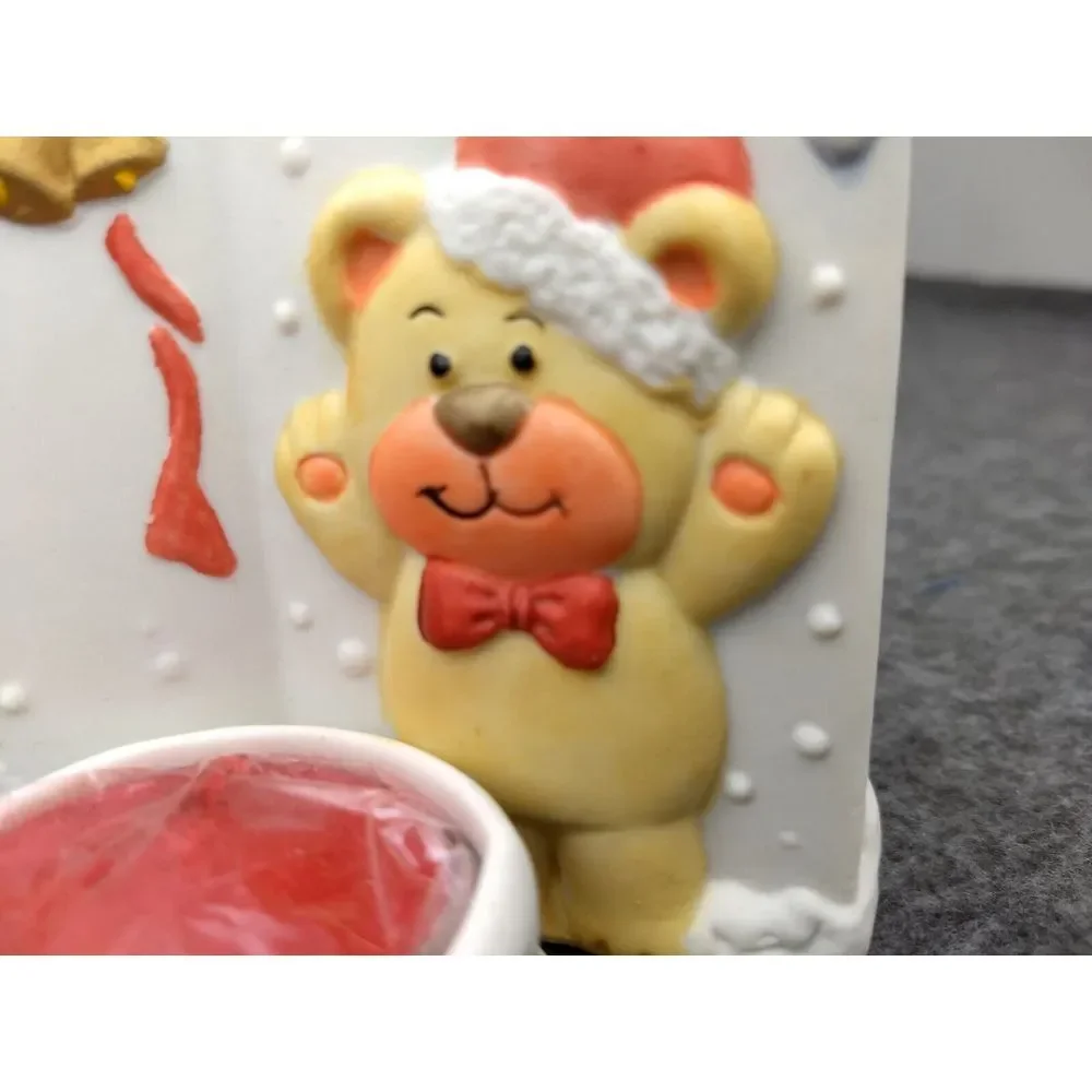 LaVie Ceramic Tea Light Candle & Holder Teddy Bears Snow Firepit Bells Holly NEW
